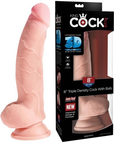 8" Triple Density Fat Cock with Balls -   