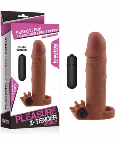 Add 2" Pleasure X Tender Vibrating Penis Sleeve -   