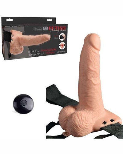 «6"Hollow Rechargeable Strap-On Remote» - страпон — фото