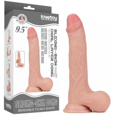 «9.5'' Sliding Skin Dual Layer Dong - Whole Testicle» - Фаллоимитатор- фото