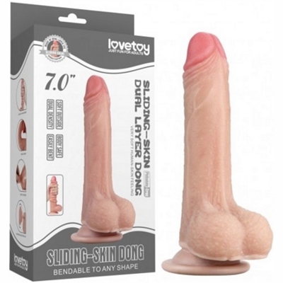 «7'' Sliding Skin Dual Layer Dong» - Фаллоимитатор- фото2