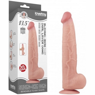 «13.5'' King Sized Sliding Skin Dual Layer Dong» - фаллоимитатор- фото2