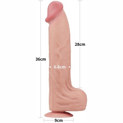 «14'' King Sized Sliding Skin Dual Layer Dong» - Фаллоимитатор- фото3