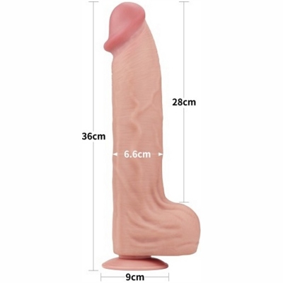 «14'' King Sized Sliding Skin Dual Layer Dong» - Фаллоимитатор- фото6