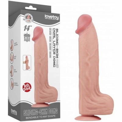 «14'' King Sized Sliding Skin Dual Layer Dong» - Фаллоимитатор- фото3