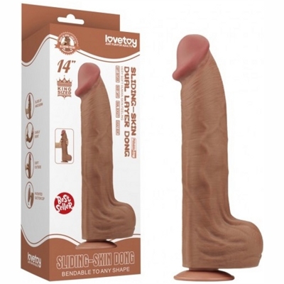 «14'' King Sized Sliding Skin Dual Layer Dong» - Фаллоимитатор- фото2