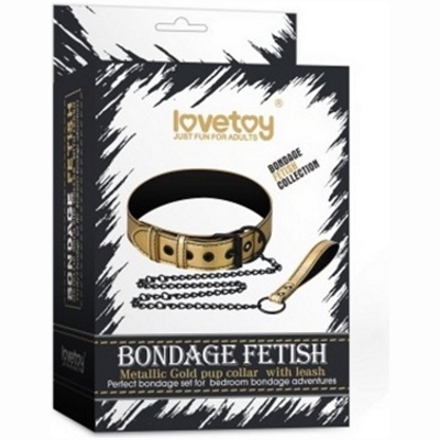 «Bondage Fetish Metallic Pup Collar With Leash» - Ошейник - фото2