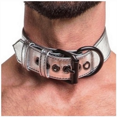 «Bondage Fetish Metallic Pup Collar With Leash» - Ошейник - фото6